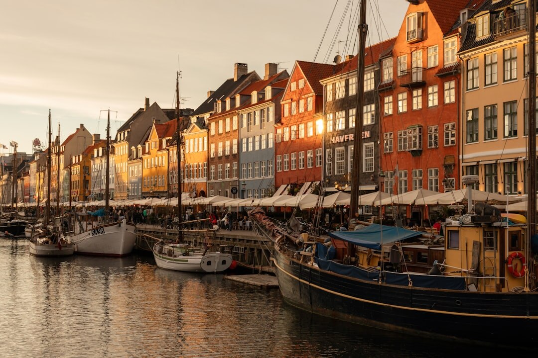 Colorful harbour houses in Nyhavn, Copenhagen at dusk